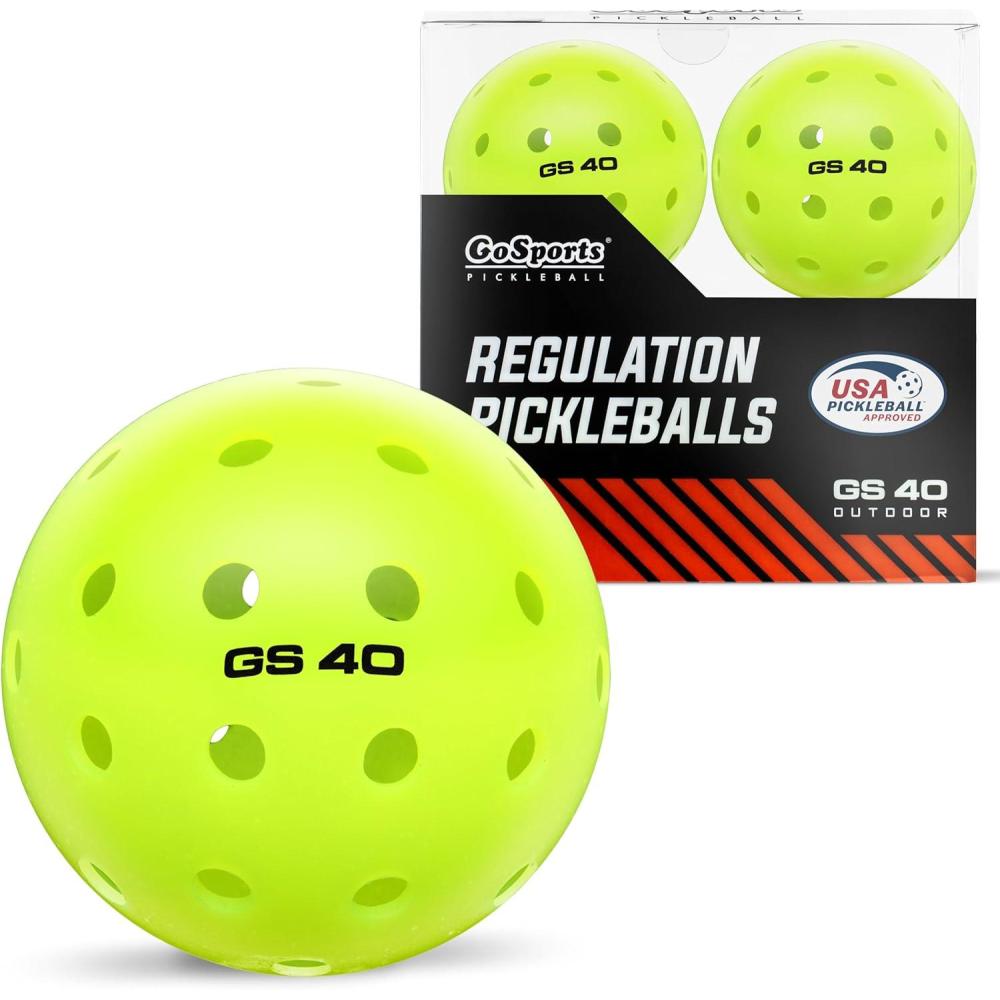 imageGoSports GS 40 Pickleball Balls  4 12 or 36 Pack of Regulation USAPA Pickleballs4 Pack  Neon Green