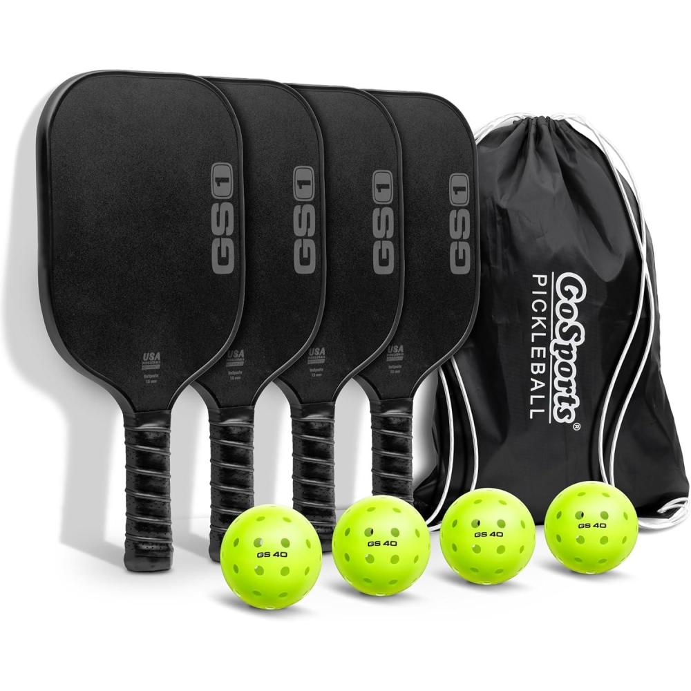 imageGoSports GS1 Pickleball Paddles  Single 2 Pack or 4 Pack  USAPA Approved Fiberglass Pickleball Paddles4 Pack