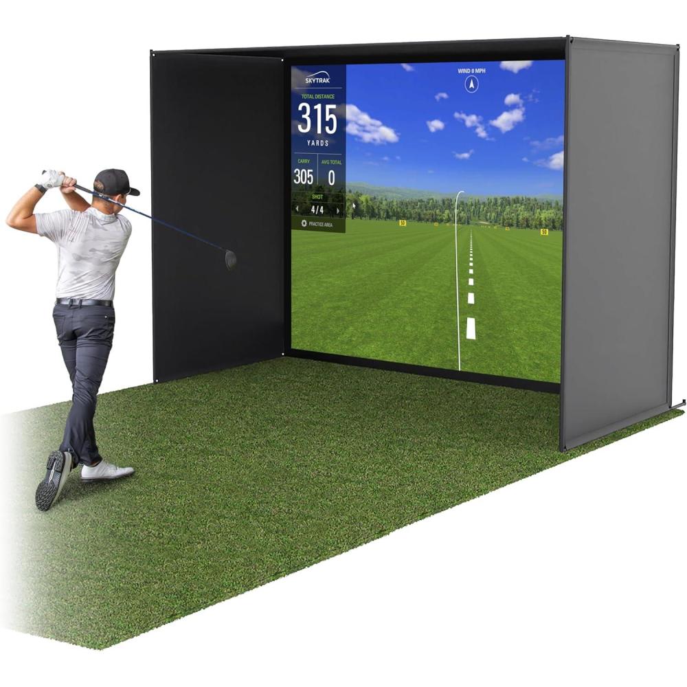 imageGoSports Golf Simulator Enclosure Nets  Choose 10 x 8 ft 12 x 9 ft or 14 x 8 ft  Complete Set with Frame and HD Impact Screen Kit10 x 8 ft
