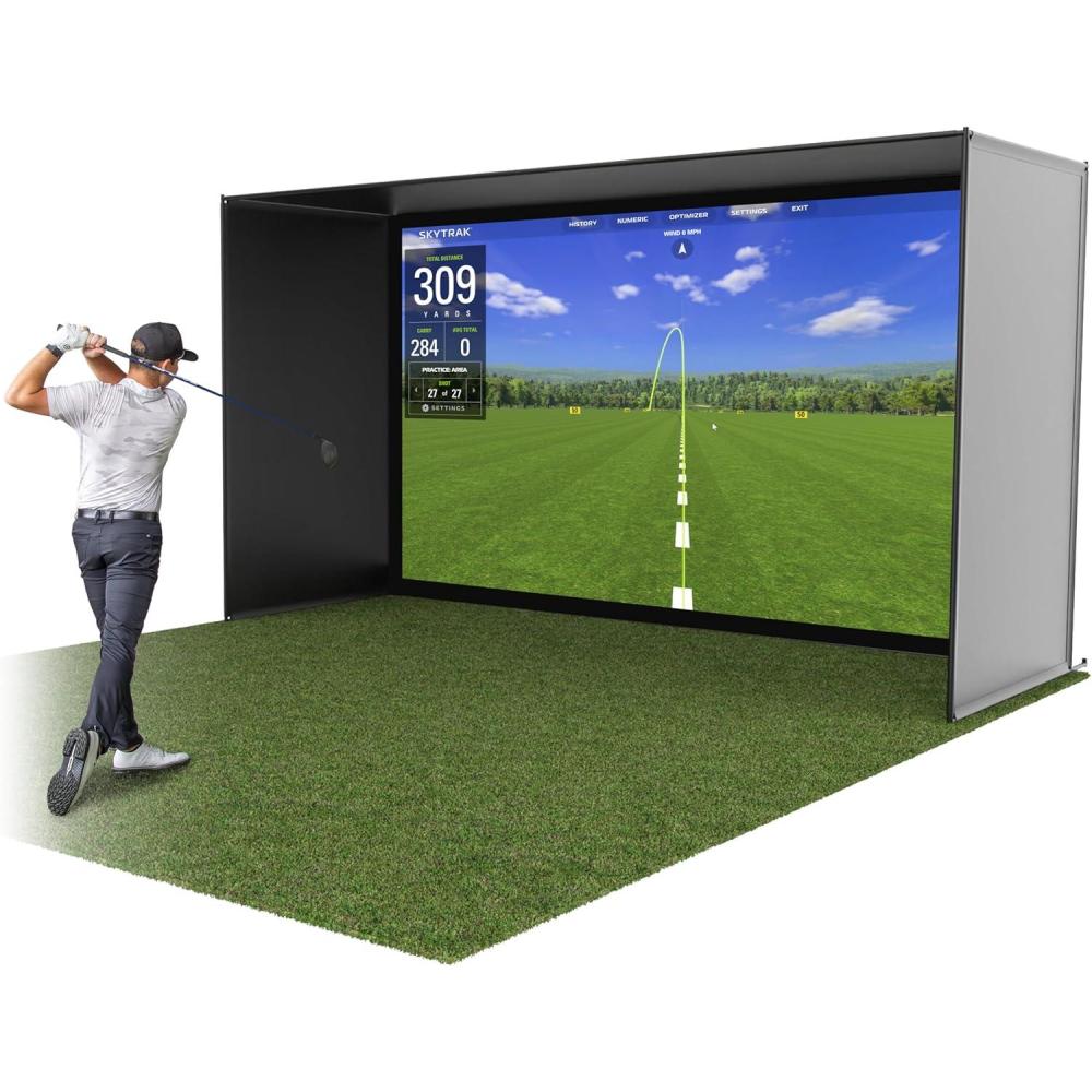 imageGoSports Golf Simulator Enclosure Nets  Choose 10 x 8 ft 12 x 9 ft or 14 x 8 ft  Complete Set with Frame and HD Impact Screen Kit14 x 8 ft