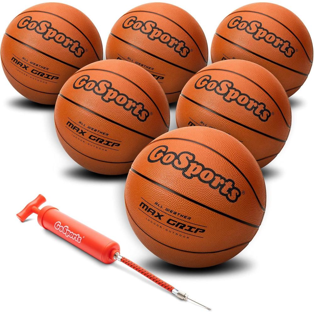 imageGoSports IndoorOutdoor Rubber Basketballs  Six Pack of Size 6 or Size 7 Balls with Pump ampamp Carrying BagSize 6  6 Pack
