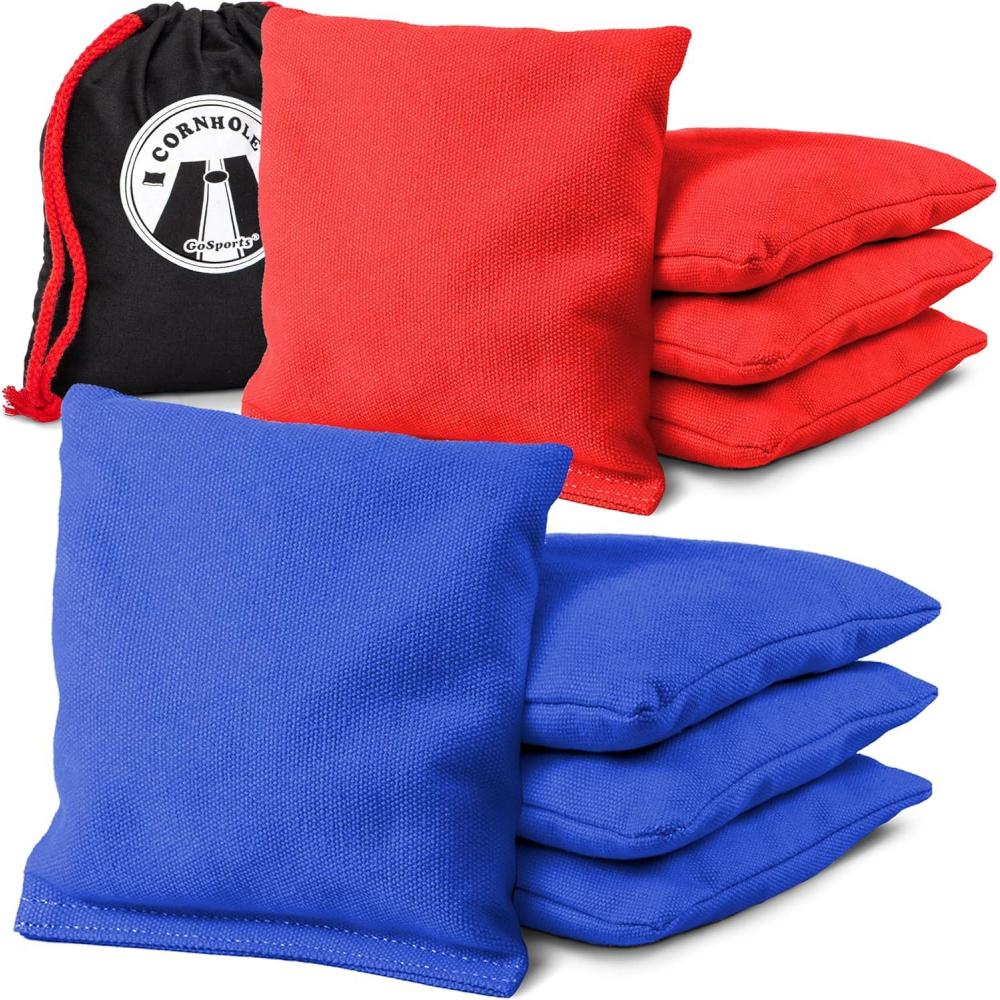 imageGoSports Official Regulation Cornhole Bean Bags Set of 8  for Competitive Cornhole Games  All Weather  American Stars and Stripes or Red and BlueRed and Blue