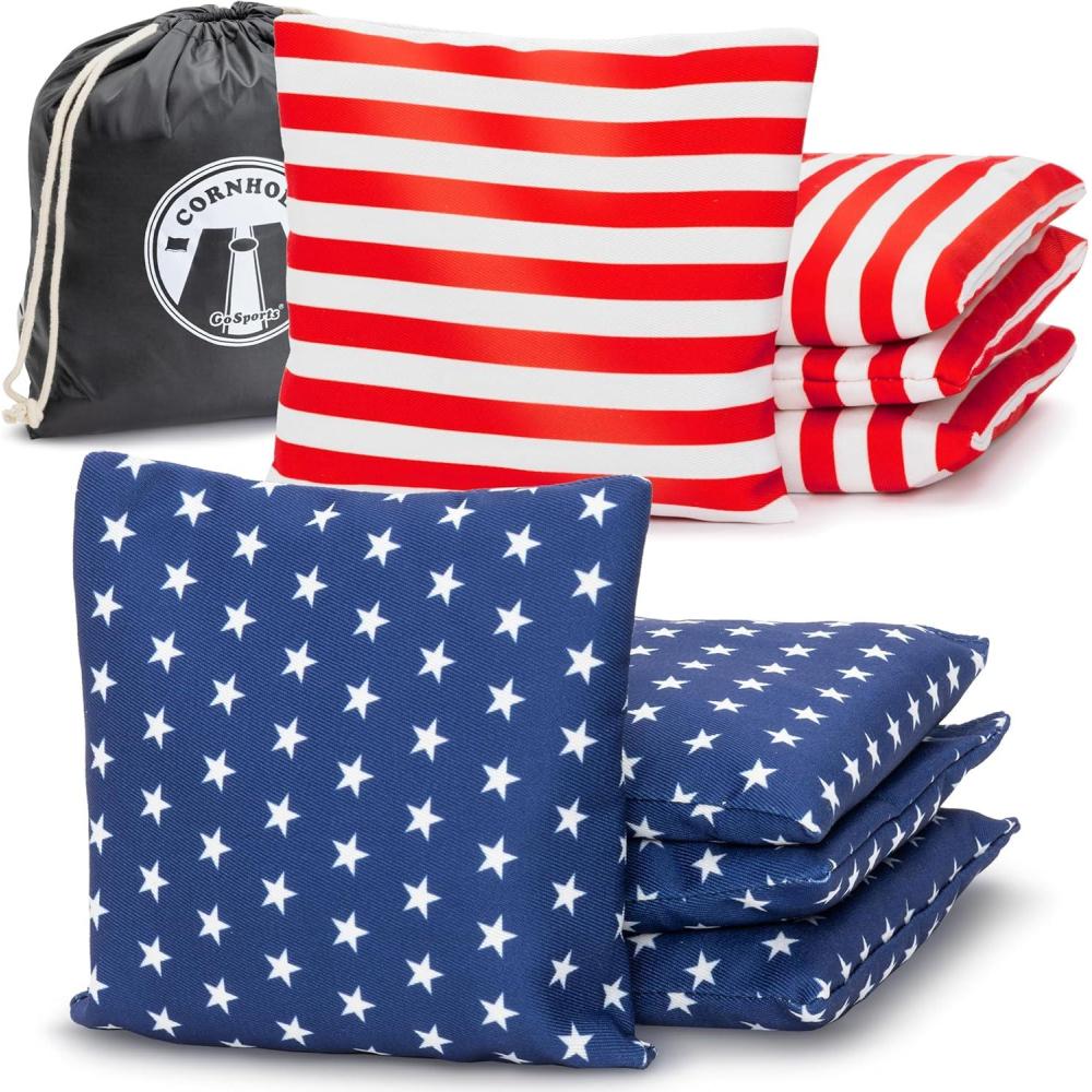 imageGoSports Official Regulation Cornhole Bean Bags Set of 8  for Fun Casual Cornhole Games  All Weather  American Stars and Stripes or Red and BlueClassic American Stars and Stripes