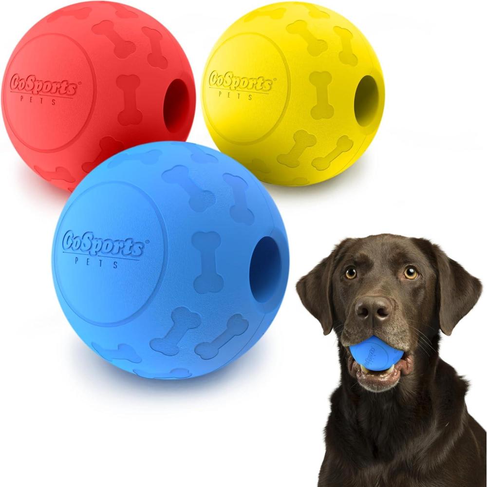 imageGoSports Pets Solid Rubber Dog Balls Heavy Duty for Aggressive Chewers 3 Pack 25 Inch