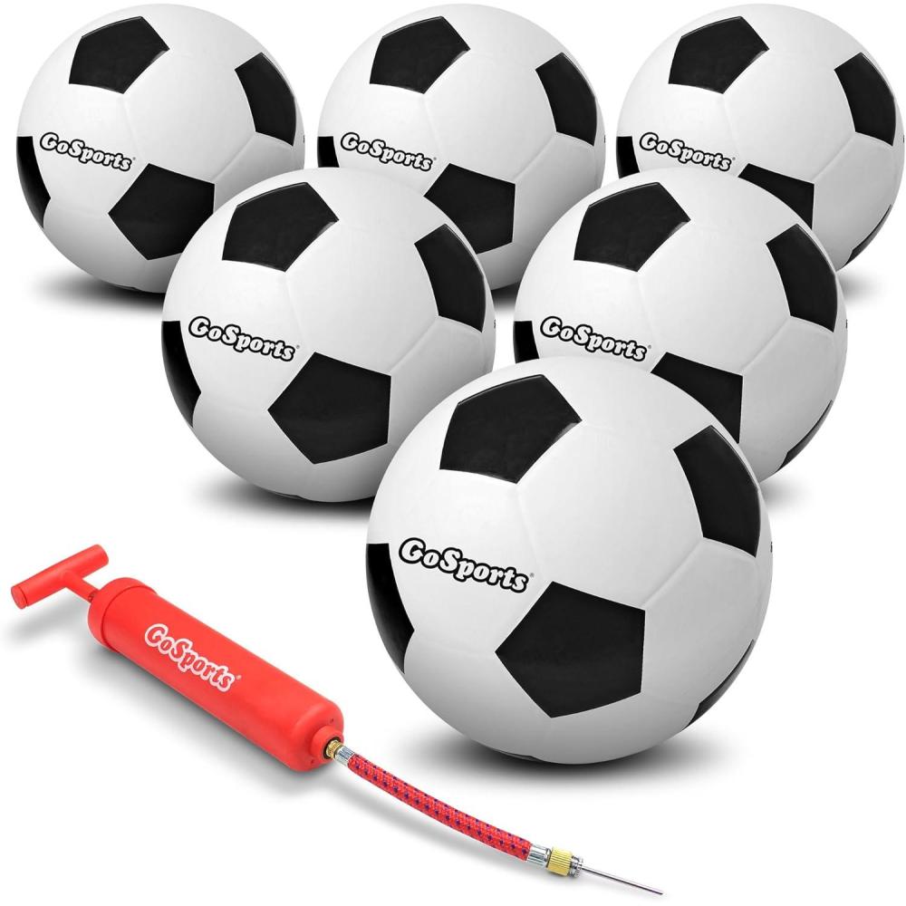 imageGoSports Playground Soccer Ball 6 Pack  Indestructible Rubber Construction for Play on Any Surface Includes Ball Pump ampamp Carry BagSix Pack of Size 5 Balls