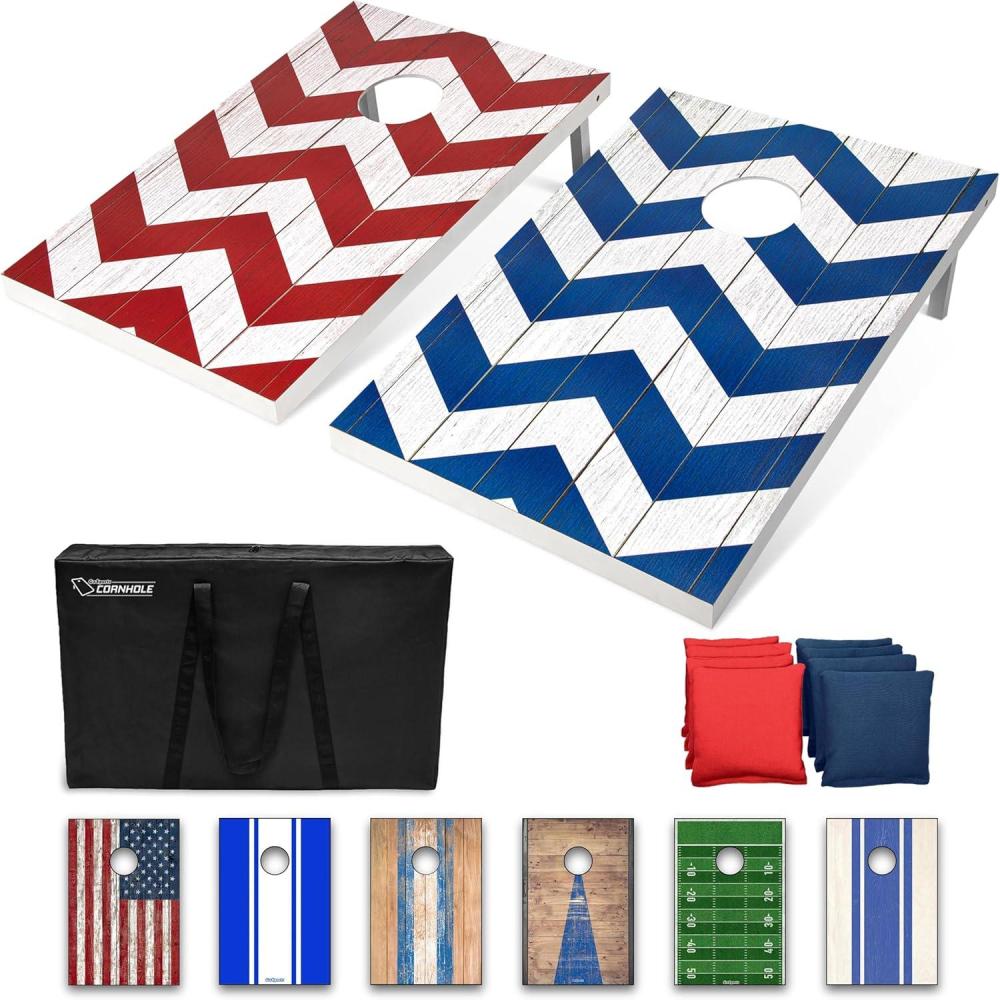 imageGoSports Portable Cornhole Sets 8 Styles  Choose 4 x 2 ft or 3 x 2 ft  Boards Include 8 Bean Bags Travel Case and Game Rules3 x 2 ft Chevron