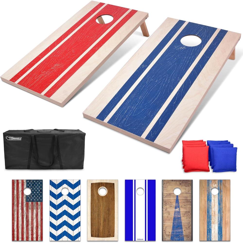 imageGoSports Portable Cornhole Sets 8 Styles  Choose 4 x 2 ft or 3 x 2 ft  Boards Include 8 Bean Bags Travel Case and Game Rules4 x 2 ft Wood Design
