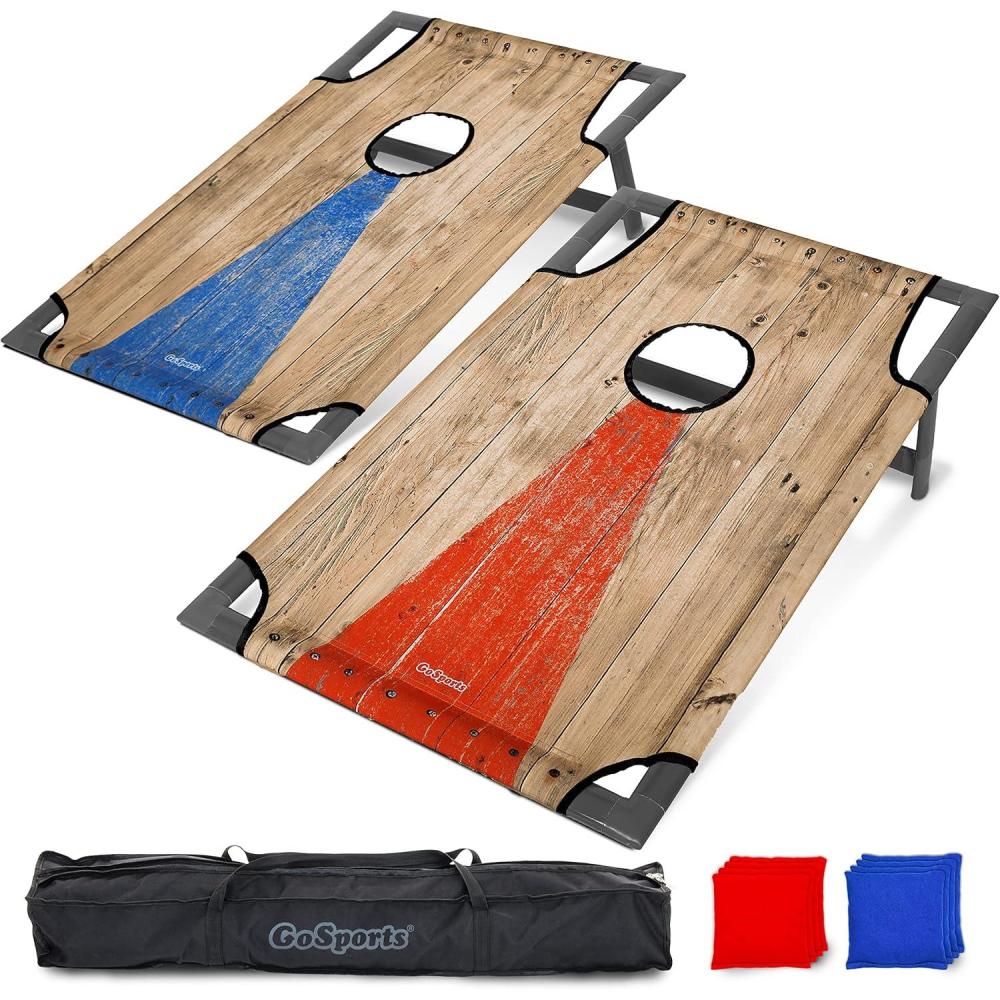 imageGoSports Portable PVC Framed Cornhole Toss Game Set with 8 Bean Bags and Travel Carrying Case  Choose Your Style