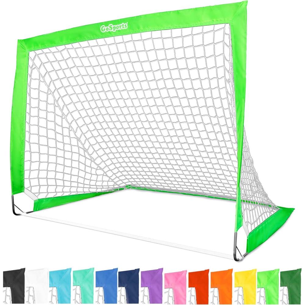 imageGoSports Portable Soccer Goals for Kids  13 Color Options  Choose 4 x 3 ft or 6 x 4 ft  Team Tone Pop Up Nets for BackyardBright Green