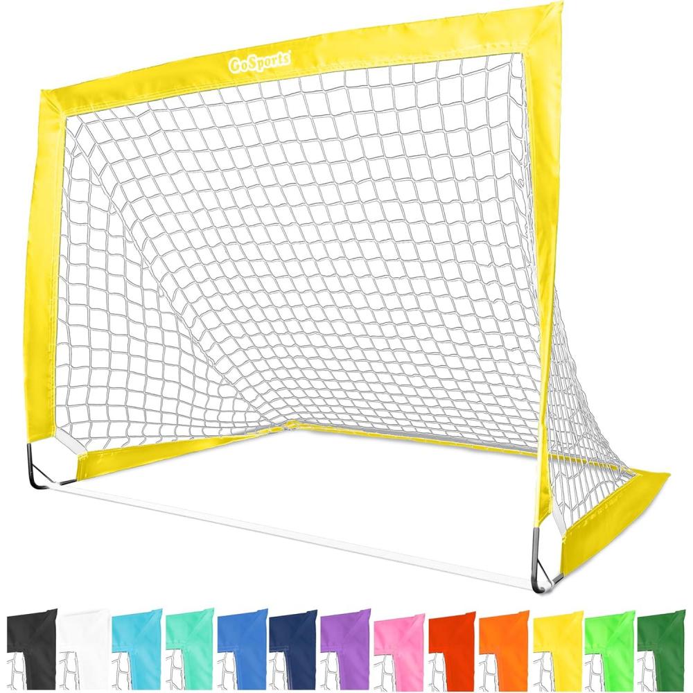 imageGoSports Portable Soccer Goals for Kids  13 Color Options  Choose 4 x 3 ft or 6 x 4 ft  Team Tone Pop Up Nets for BackyardYellow