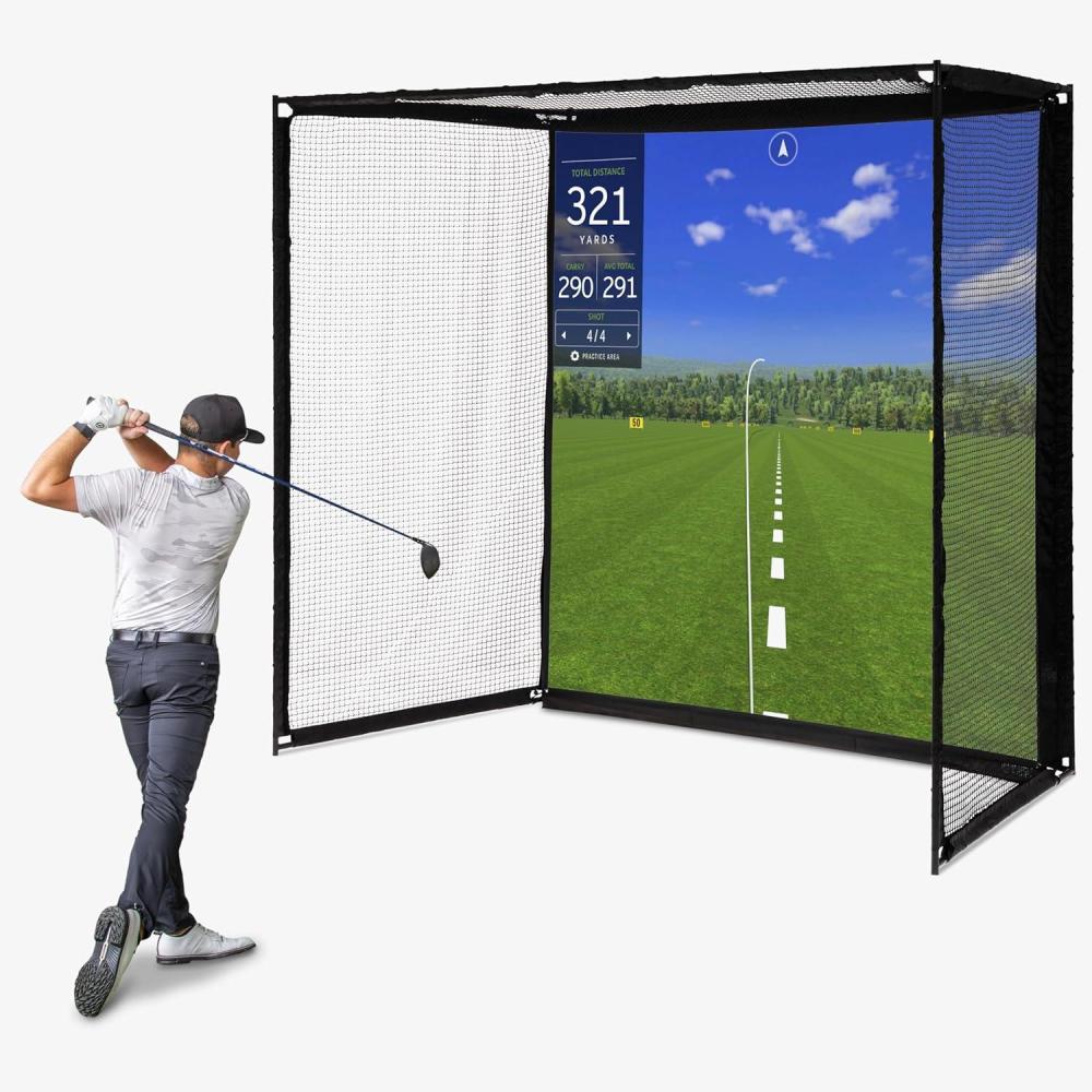 imageGoSports Range Cage Elite Golf Hitting Net 8 x 8 ft Golf Simulator Enclosure with Impact Screen