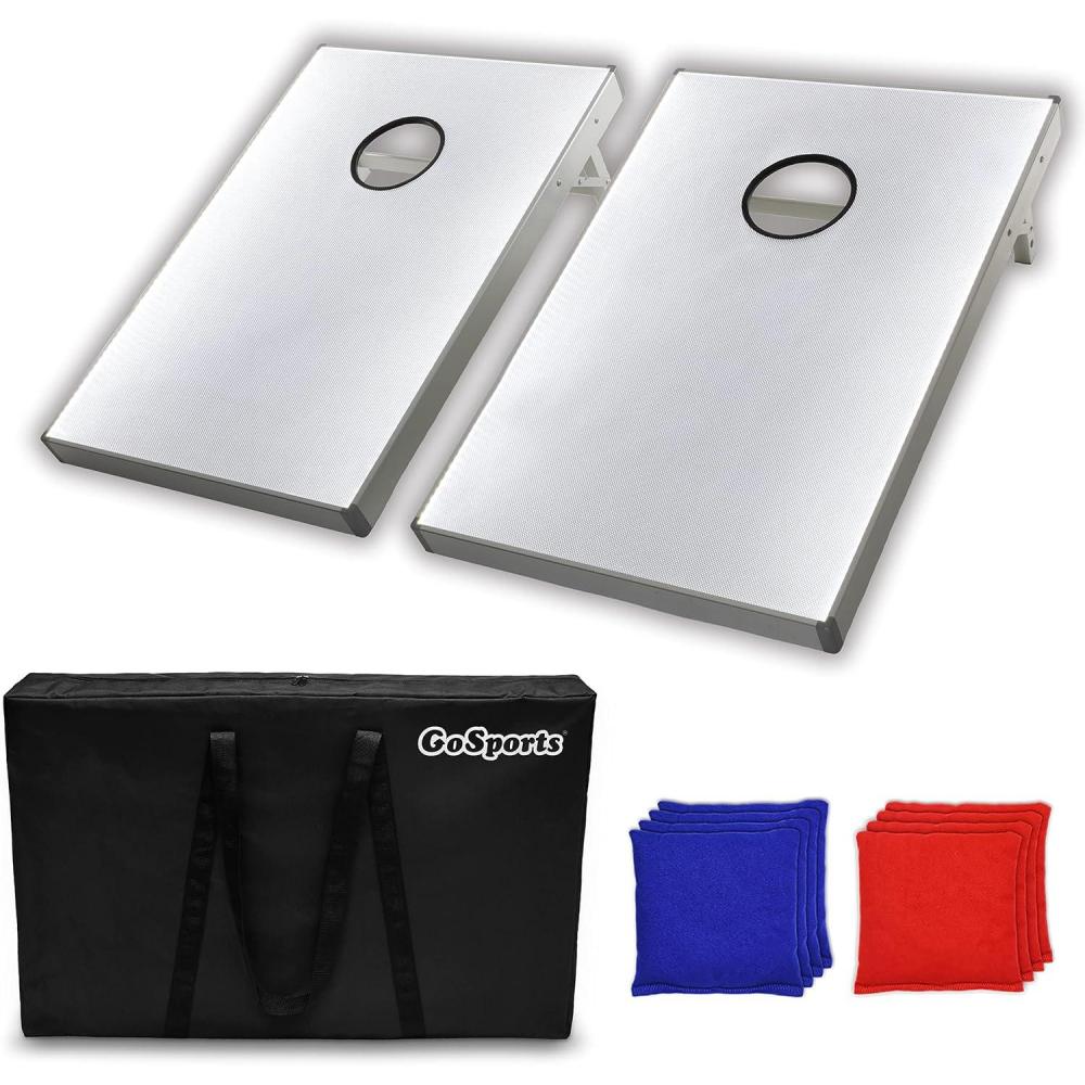 imageGoSports Tailgate Size 3 x 2 ft Cornhole Sets  Choose LED or Standard  Portable Set Includes 8 Bean Bags ampamp Game RulesFull LED Boards Edition