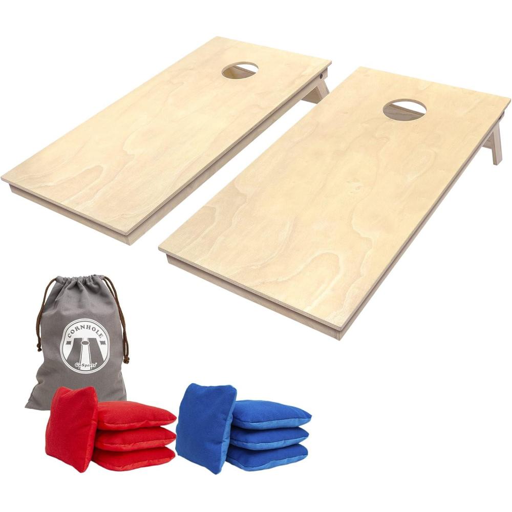 imageGoSports Tournament Edition Regulation Cornhole Game Set  4 ft x 2 ft Wood Boards with 8 Dual Sided Slide and Stop Bean BagsClassic Tournament Edition