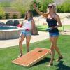 GoSports 4 ft x 2 ft Commercial Grade Cornhole Boards Set – Natural Wood Cornhole Boards, Choose From Different Bean Bag Color Combinations(Yellow & Navy Blue)