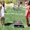 GoSports 4 x 2 ft Aluminum Cornhole Game Sets – Choose LED Lights or Standard – Set Includes 2 Foldable Regulation Size Boards, 8 Bean Bags, & Rules(LED Rustic)