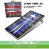 GoSports 4 x 2 ft Aluminum Cornhole Game Sets – Choose LED Lights or Standard – Set Includes 2 Foldable Regulation Size Boards, 8 Bean Bags, & Rules(LED Rustic)