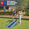 GoSports 4 x 2 ft Resort Collection All Weather Cornhole Boards – Choose Rustic, Beach, White DIY, Blue Stripe, Palms – Regulation Size Set(Blue Stripe)