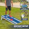 GoSports 4 x 2 ft Resort Collection All Weather Cornhole Boards – Choose Rustic, Beach, White DIY, Blue Stripe, Palms – Regulation Size Set(Blue Stripe)