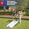 GoSports 4 x 2 ft Resort Collection All Weather Cornhole Boards – Choose Rustic, Beach, White DIY, Blue Stripe, Palms – Regulation Size Set(White DIY)
