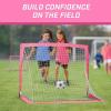 GoSports 4 x 3 ft Portable Soccer Goals for Kids – 13 Colors – Set of 2 Team Tone Pop Up Nets for Backyard(Pink)