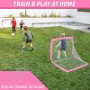 GoSports 4 x 3 ft Portable Soccer Goals for Kids – 13 Colors – Set of 2 Team Tone Pop Up Nets for Backyard(Pink)