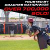 GoSports 7 ft x 7 ft Baseball & Softball Nets – Red, Black, or PRO -Practice Hitting & Pitching Net with Bow Type Frame, Carry Bag and Strike Zone, Great for All Skill Levels(Red)