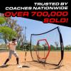 GoSports 7 ft x 7 ft Baseball & Softball Nets – Red, Black, or PRO -Practice Hitting & Pitching Net with Bow Type Frame, Carry Bag and Strike Zone, Great for All Skill Levels(Pro)