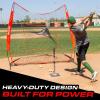 GoSports 7 ft x 7 ft Baseball & Softball Nets – Red, Black, or PRO -Practice Hitting & Pitching Net with Bow Type Frame, Carry Bag and Strike Zone, Great for All Skill Levels(Red)