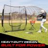 GoSports 7 ft x 7 ft Baseball & Softball Nets – Red, Black, or PRO -Practice Hitting & Pitching Net with Bow Type Frame, Carry Bag and Strike Zone, Great for All Skill Levels(Black)