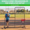 GoSports 7 ft x 7 ft PRO Baseball & Softball L Screen – Pitcher Protection Net with Wheels and Carrying Case