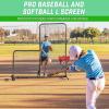 GoSports 7 ft x 7 ft PRO Baseball & Softball L Screen – Pitcher Protection Net with Wheels and Carrying Case