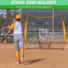 GoSports 7 x 7 ft Baseball & Softball Nets – Available in Team Colors – Batting & Pitching Net with Strike Zone(Orange)