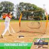 GoSports 7 x 7 ft Baseball & Softball Nets – Available in Team Colors – Batting & Pitching Net with Strike Zone(Orange)