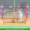 GoSports 7 x 7 ft Baseball & Softball Nets – Available in Team Colors – Batting & Pitching Net with Strike Zone(Pink)