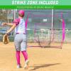 GoSports 7 x 7 ft Baseball & Softball Nets – Available in Team Colors – Batting & Pitching Net with Strike Zone(Pink)