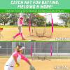 GoSports 7 x 7 ft Baseball & Softball Nets – Available in Team Colors – Batting & Pitching Net with Strike Zone(Pink)