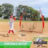 GoSports 7 x 7 ft Baseball & Softball Nets – Available in Team Colors – Batting & Pitching Net with Strike Zone(Red)