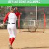 GoSports 7 x 7 ft Baseball & Softball Nets – Available in Team Colors – Batting & Pitching Net with Strike Zone(Red)