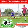 GoSports Elite Soccer Goals – 12 x 6 ft and 6 x 4 ft Portable Soccer Nets for Games or Practice – Includes 6 Cones, Carrying Case, and Ground Stakes(12 x 6 ft – Red)