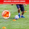 GoSports Elite Soccer Goals – 12 x 6 ft and 6 x 4 ft Portable Soccer Nets for Games or Practice – Includes 6 Cones, Carrying Case, and Ground Stakes(12 x 6 ft – Red)