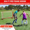 GoSports Elite Soccer Goals – 12 x 6 ft and 6 x 4 ft Portable Soccer Nets for Games or Practice – Includes 6 Cones, Carrying Case, and Ground Stakes(6 x 4 ft – Red)
