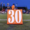GoSports Football Field Yard Line Markers – Set of 11, High Visibility Weighted Yardage Markers with Portable Carrying Case