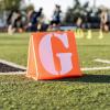 GoSports Football Field Yard Line Markers – Set of 11, High Visibility Weighted Yardage Markers with Portable Carrying Case