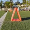 GoSports Football Field Yard Line Markers – Set of 11, High Visibility Weighted Yardage Markers with Portable Carrying Case