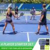 GoSports Pickleball Sets – Classic, Retro, Steel Blue, or Yellow – Includes 4 Paddles, 4 Regulation Pickleballs and Carry Case(Steel Blue)