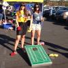 GoSports Tailgate Size 3 x 2 ft Cornhole Sets – Choose LED or Standard – Portable Set Includes 8 Bean Bags & Game Rules(Football)