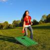 GoSports Tailgate Size 3 x 2 ft Cornhole Sets – Choose LED or Standard – Portable Set Includes 8 Bean Bags & Game Rules(Football)