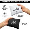 GoSports Wedding Theme Cornhole Bag Set – Includes 4 Black Mr Bags and 4 White Mrs Bags(One Size)