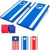 GoSports 4 x 2 ft All Weather Cornhole Boards – American Flag, Red, or Blue – Game Set Includes 8 Bean Bags & Rules(Blue)