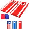 GoSports 4 x 2 ft All Weather Cornhole Boards – American Flag, Red, or Blue – Game Set Includes 8 Bean Bags & Rules(Red Edition)